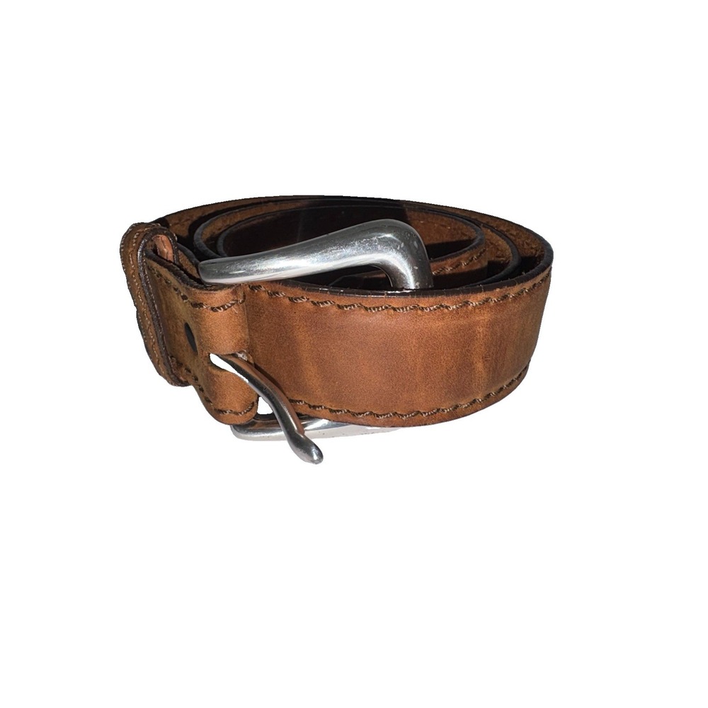 Justin Top Grain Leather Belt Size 32" Made In USA Brown 247BD
